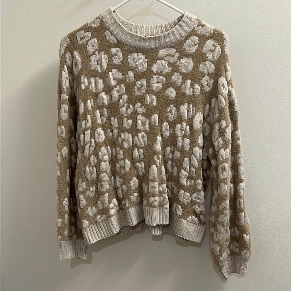 Cozy Cheetah  Tan and Cream Patterned Sweater